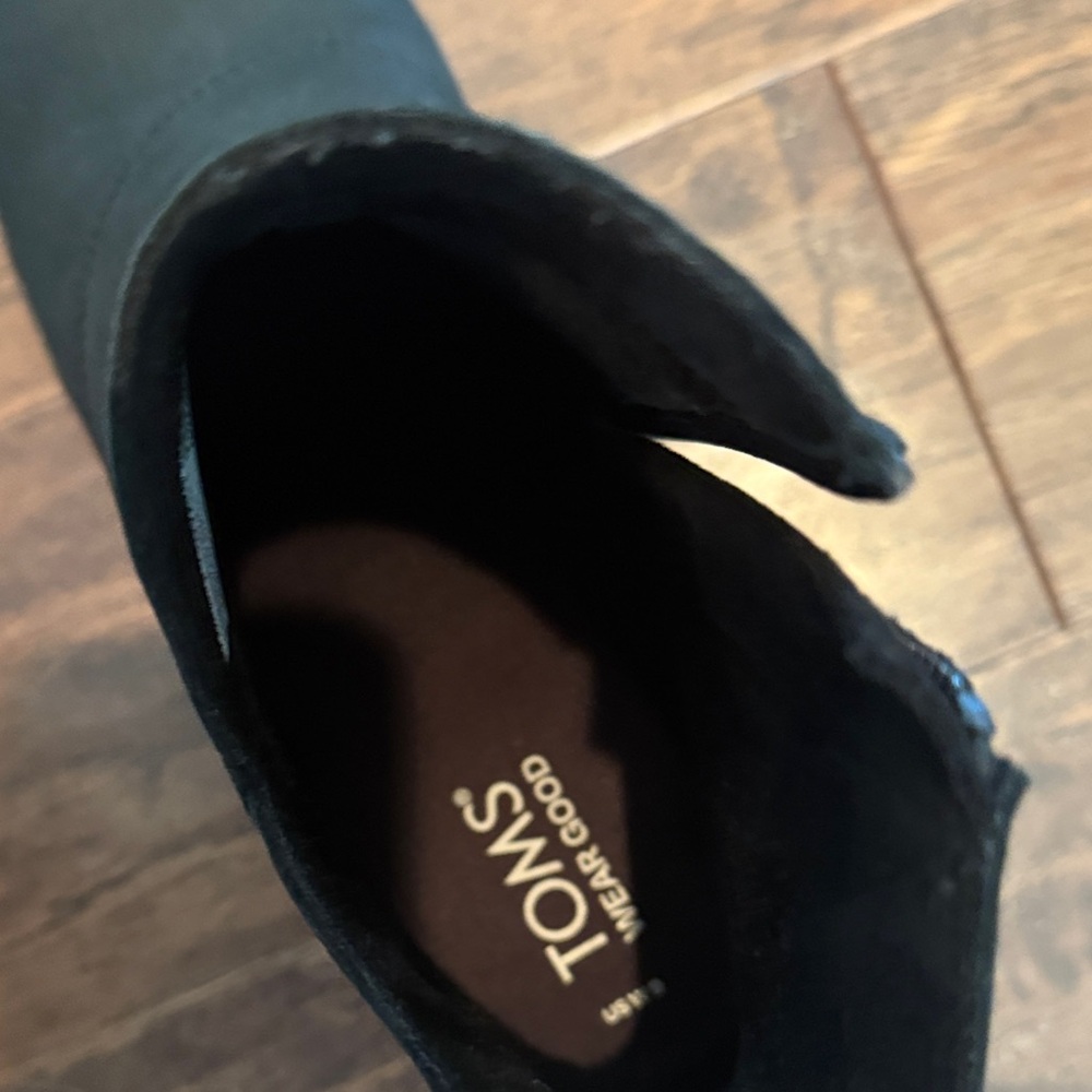 Toms Black Wedge Ankle Boots - Picture 4 of 6